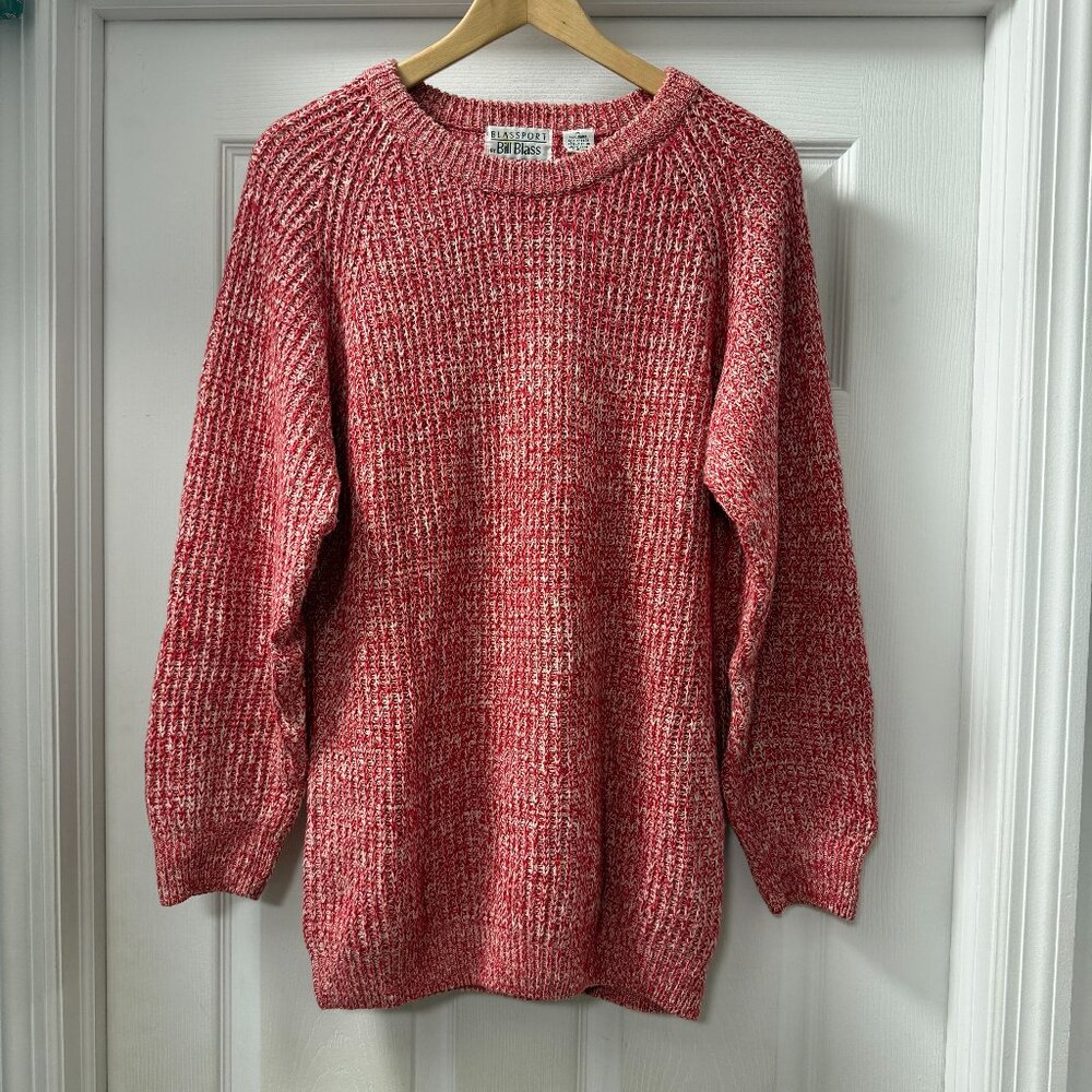 Vintage Blassport by Bill Blass red white knit sweater size oversized medium